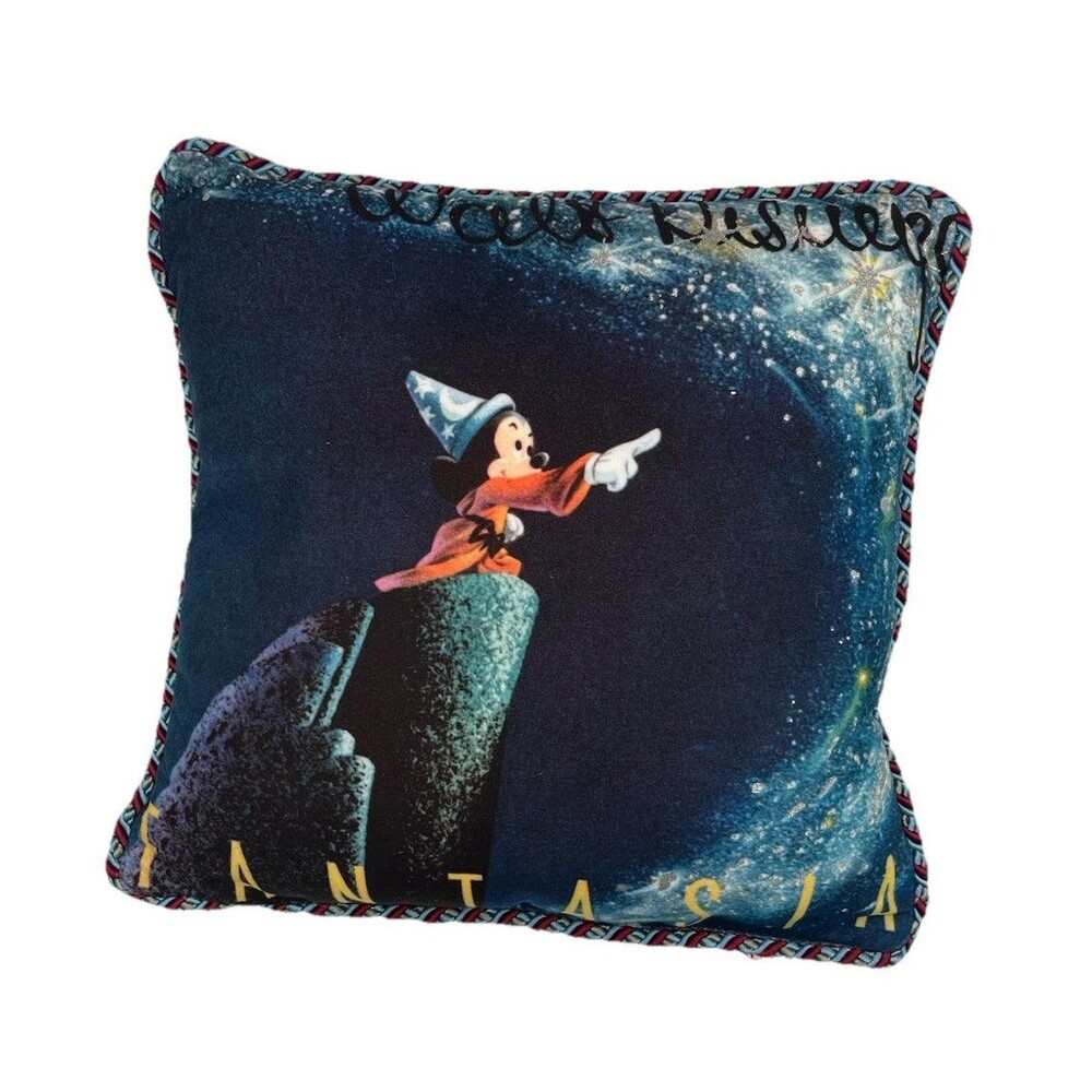 VTG 2006 WALT DISNEY FANTASIA SORCERER MICKEY PILLOW W/BRAID TRIM COLLECTIBLE